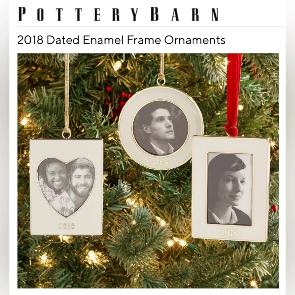 NWT Pottery Barn 2018 Dated Enamel Frame Ornament